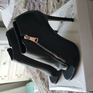 Womens faux leather heeled booties